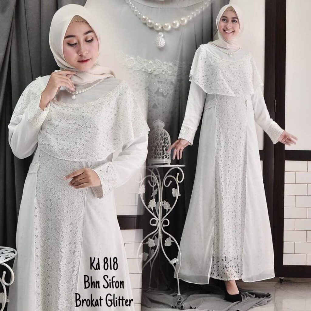 baju gamis brokat putih terbaru brokat baju muslim wanita