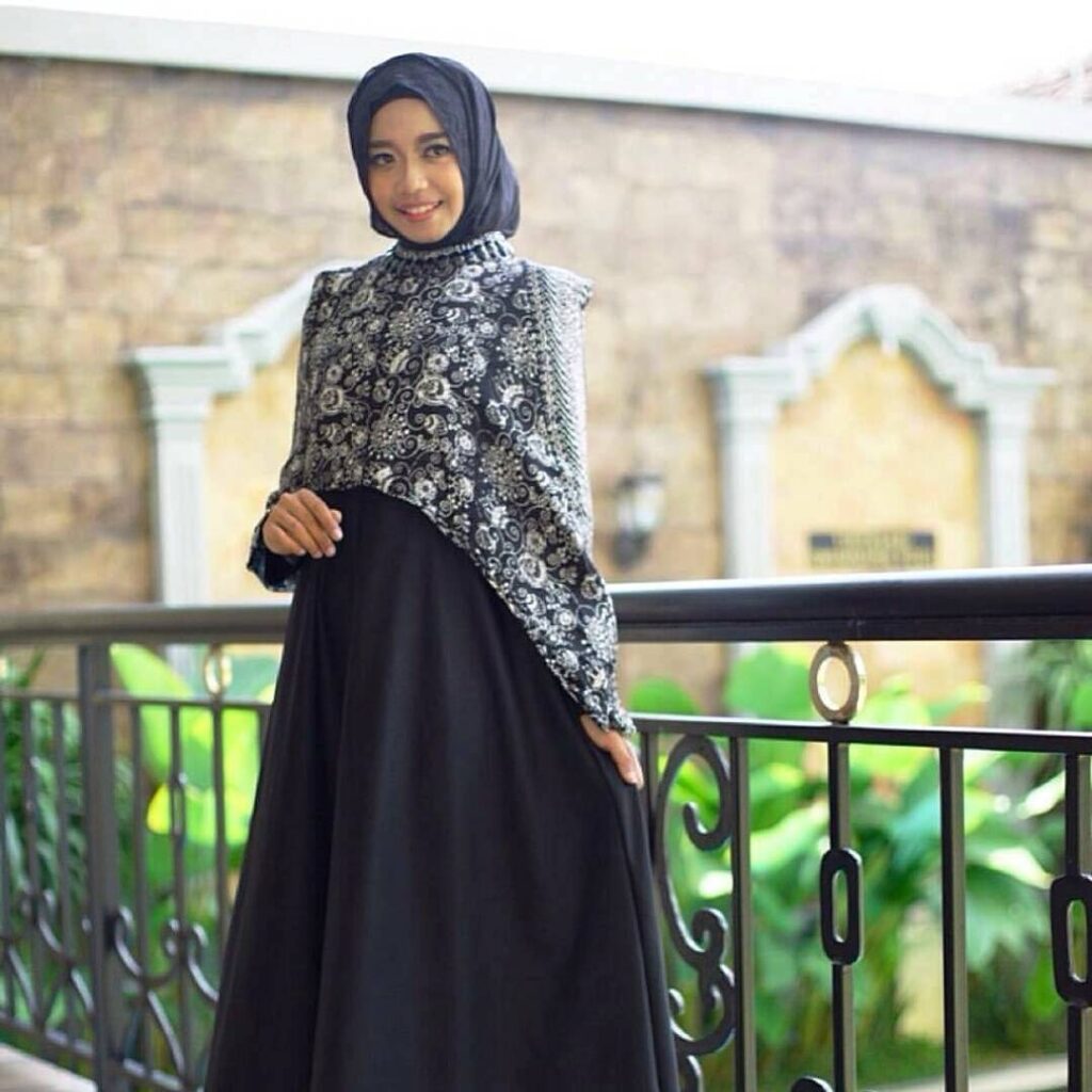 model baju gamis batik kombinasi polos wanita terbaru seputar model