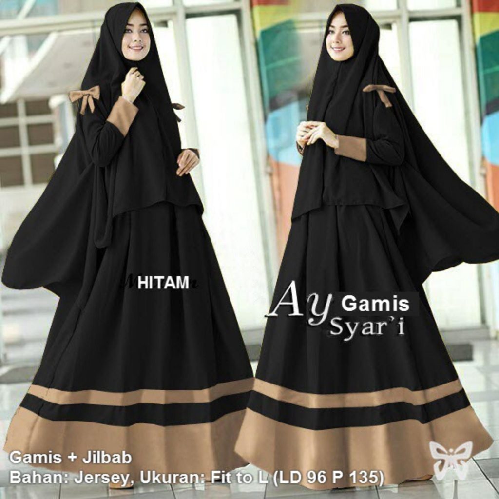 model baju gamis hitam remaja jilbab gallery