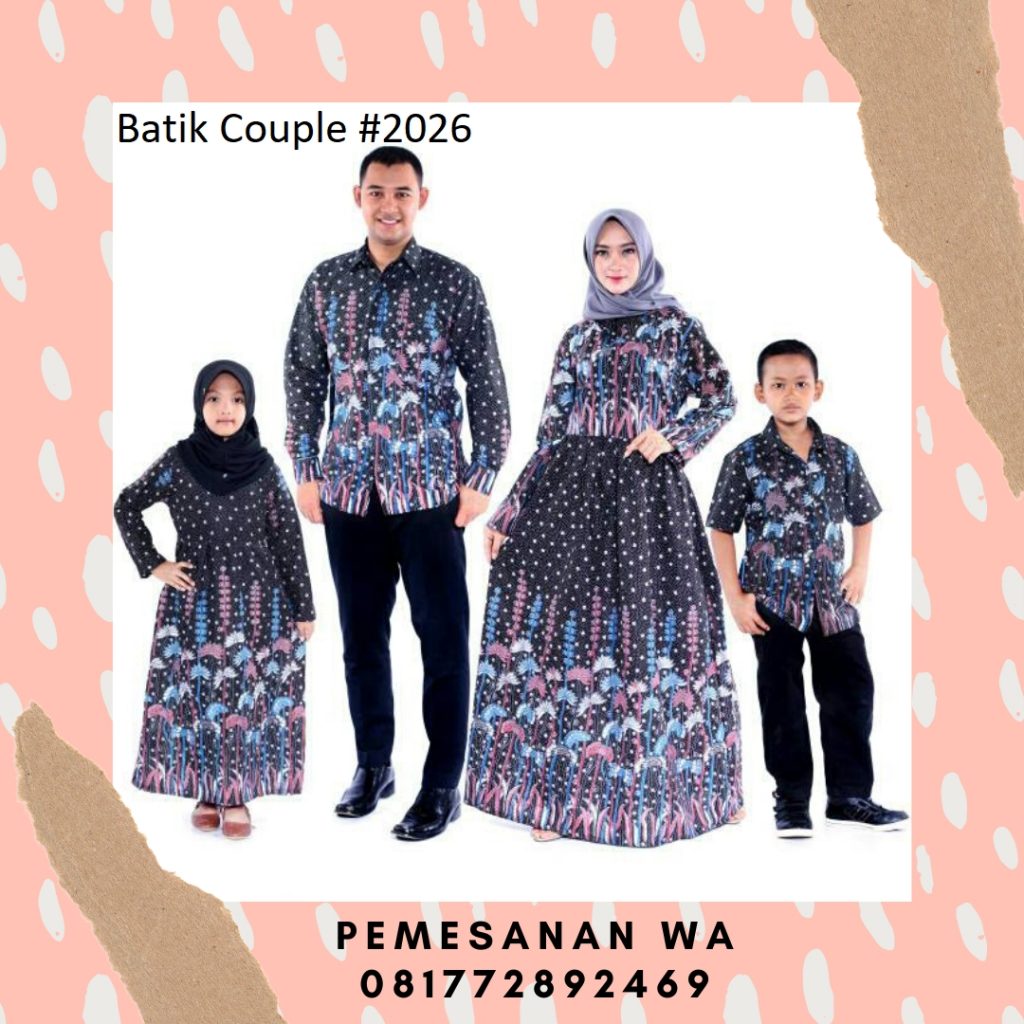 setelan model baju gamis batik couple keluarga sarimbit terbaru motif