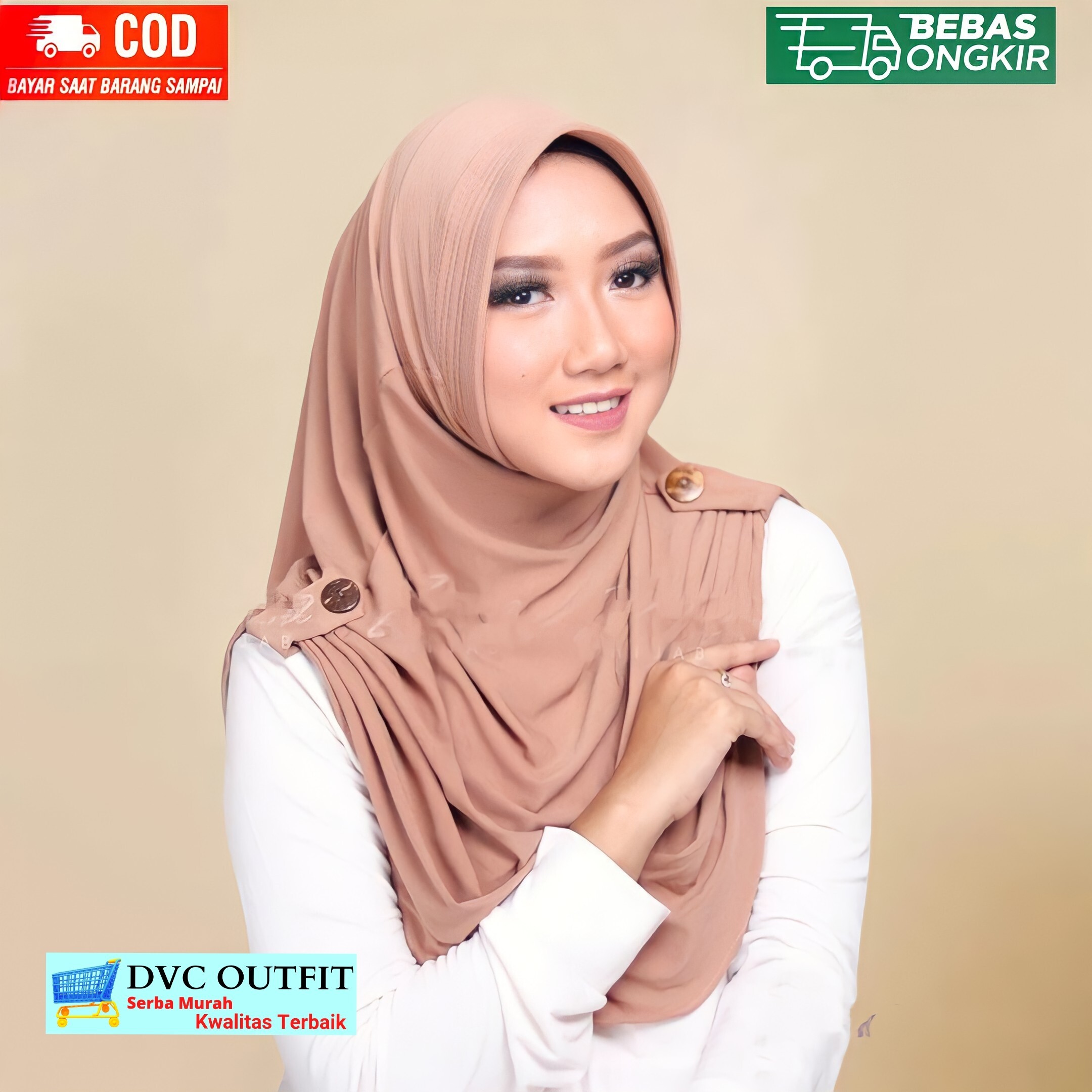 Khimar Instant Jilbab Isaura Buttoned Jersey - Veil For Women / Veil Khimar - Hijab Muslimah Model Hijab Instan