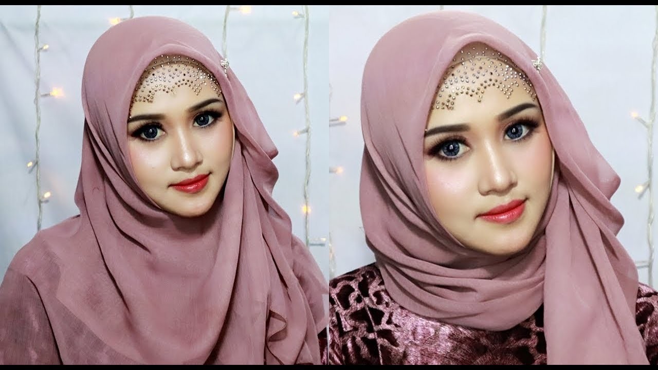 Tutorial Hijab Segi Empat Pesta Syar&amp;#039;I Dan Pesta Simple Model Hijab Pesta
